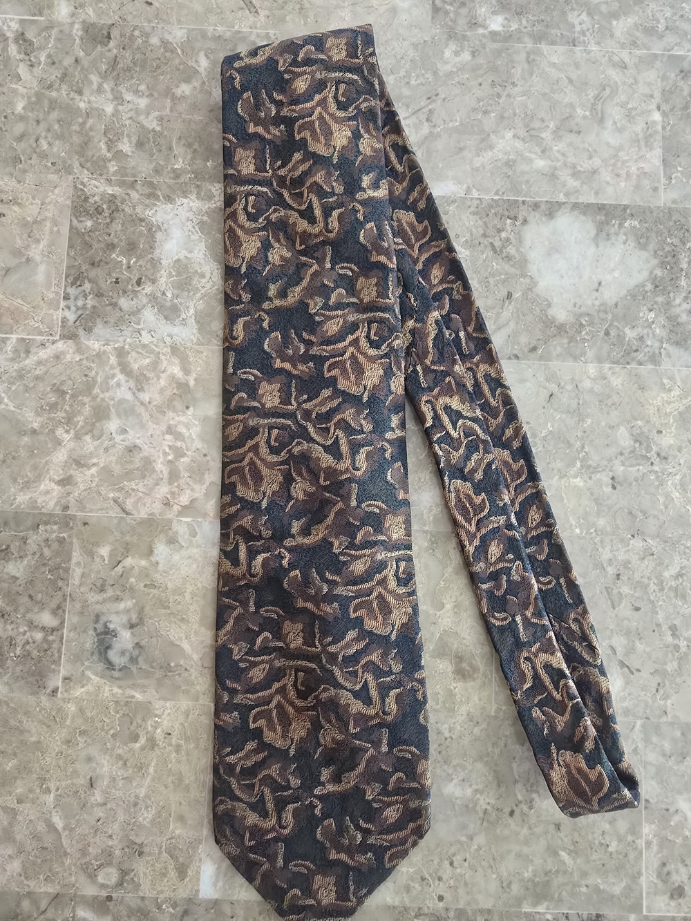 Yves Saint Laurent Brown & Black Abstract Pattern Tie